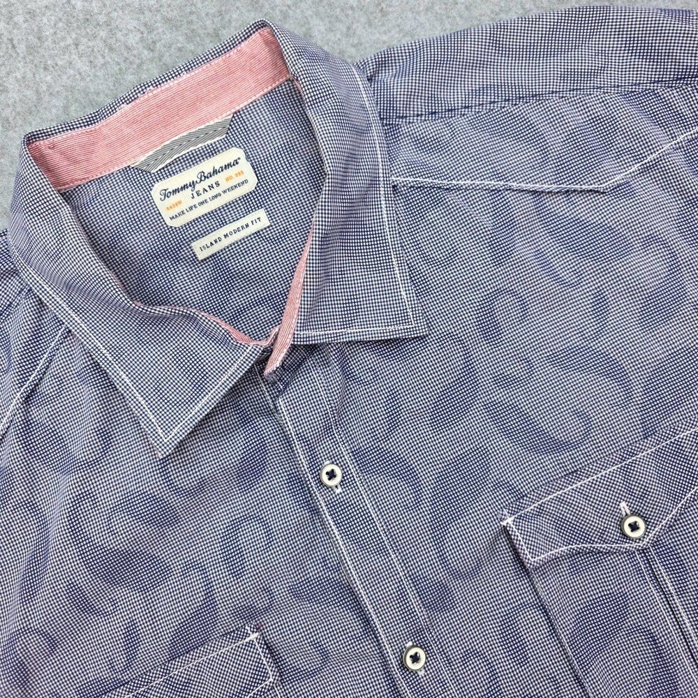Tommy Bahama Island Modern 2XL Blue Paisley Short Sleeve Button Up Men's Shirt